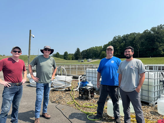 utility professionals on site.