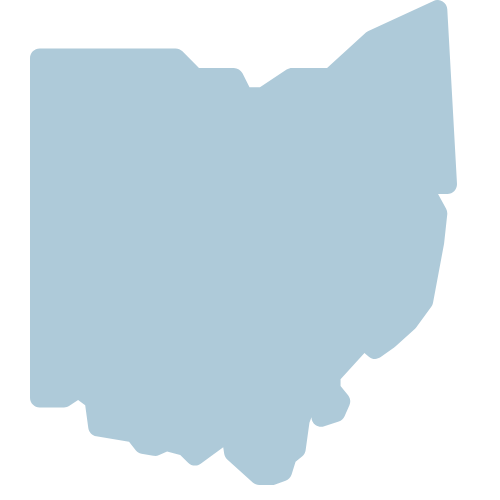 State of Ohio with pins marking the location of members. 