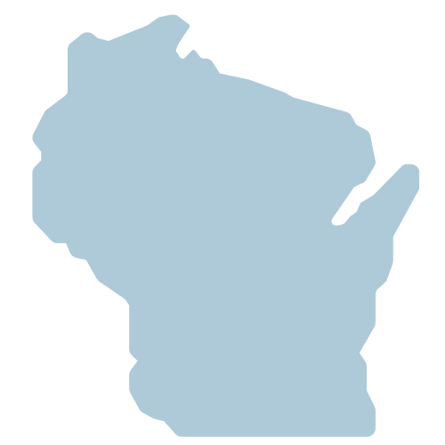 State of Wisconsin with pins marking current members. 